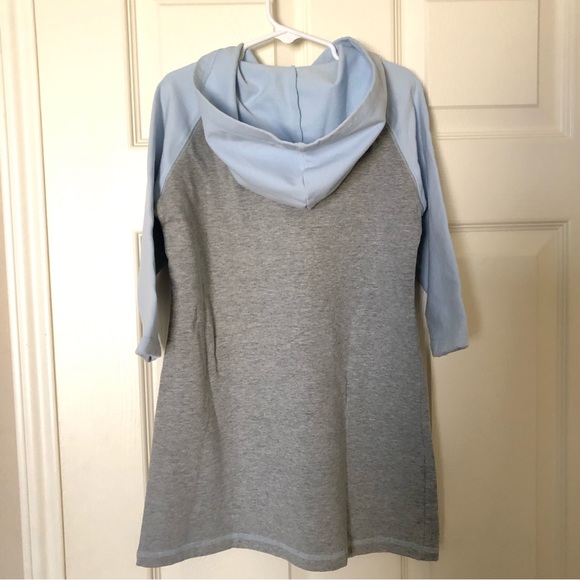 NEW Old Navy Long-Sleeve Cotton Hoodie Dress for Girls Color block, gray blue - Picture 2 of 10